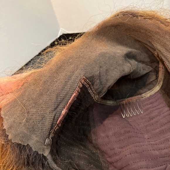 Honey brown Blond Highlight HUMAN HAIR CURLY Wig. pre cut lace front - Picture 9 of 9